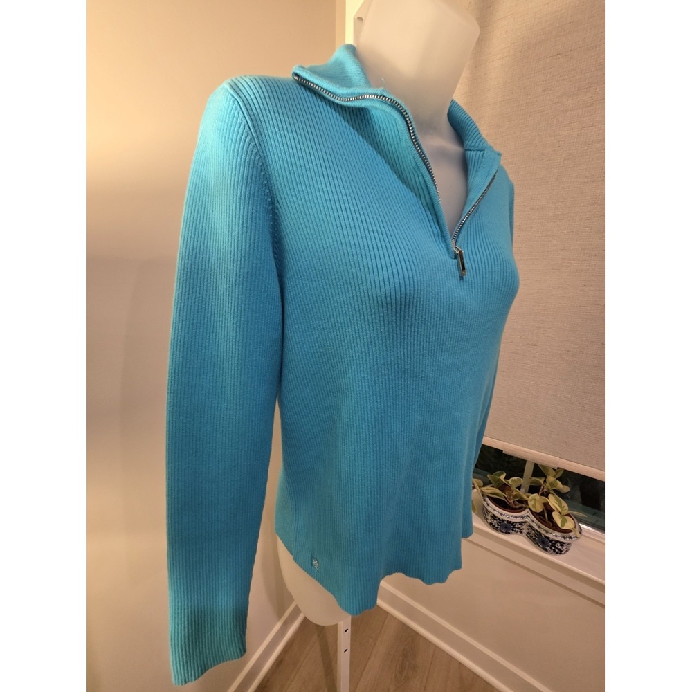 Polo Ralph Lauren CLASSIC SOLID 1/4 Zip Pullover Turquoise Size L - Picture 5 of 16